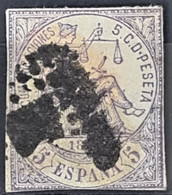 SPAIN 1874 - Canceled - Sc# 202 - 5c - Perf. Cut Away - Used Stamps