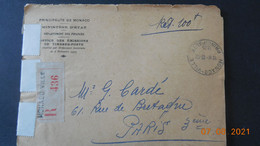 Lettre En Recommandé De Monaco De 1945 à Destination De Paris - Lettres & Documents