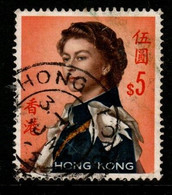 Hong Kong Scott 215 1962 Queen Elizabeth II $ 5.00 Orange,used, - Used Stamps