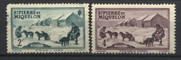 St.Pierre Et Miquelon, 1938, Attelage De Chiens, 2, 4 C., Neufs MH* - Unused Stamps