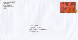 GOOD CUBA Postal Cover To ESTONIA 2021 - Good Stamped: Flowers - Storia Postale