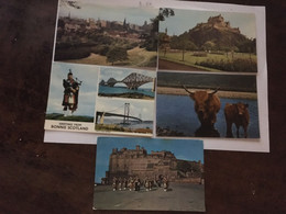 6 Cpsm (souvenirs D'Ecosse - Greetings From Scotland) Edinburgh... Castle, Highland Pipers, Highland Cattle Etc, UK - Sonstige & Ohne Zuordnung