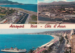 A13439-LA PROMENADE DES ANGLAIS, L'AEROPORT NICE COTE D'AZUR 1971 FRANCE USED STAMP POSTCARD - Luftfahrt - Flughafen