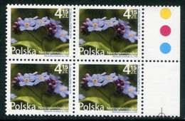 POLAND 2010 Definitive: Flowers And Fruits 4.15 Zl Block Of 4 MNH / **.  Michel 4489 - Ongebruikt