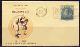 CHILDREN'S DAY- NEHRU COIN- ROSE CANCELLATION-FDC-INDIA-1964-FC2-151 - Poupées