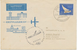 DDR 1960 Olympische Sommerspiele Rom 25 (Pf) Segeln EF Erstflug BERLIN - BELGRAD - Lettres & Documents