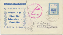 DDR 1961 Leipziger Herbstmesse 25 (Pf) EF Sonderflug "BERLIN - MOSKAU - BERLIN" - Storia Postale