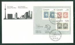 Toronto; Expo CAPEX 1978; Timbre Scott # 756 Stamp; Pli Premier Jour, Feuillet / First Day Cover, Pane (6575) - Covers & Documents
