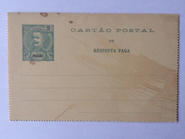 Portugal Macau, Postal Stationery, Cartao Postal Resposta Paga 2 Avos - Ganzsachen