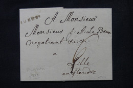 BELGIQUE. - Marque Postale De Furnes Sur Lettre En 1782 Pour Lille - L 104091 - 1714-1794 (Austrian Netherlands)