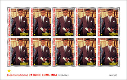 DEMOCRATIC REPUBLIC CONGO 2021 - OFFICIAL ISSUE - SHEETLET 10v 10.000 F - PATRICE LUMUMBA NATIONAL HERO - RARE MNH - Nuovi