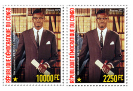 DEMOCRATIC REPUBLIC CONGO 2021 - OFFICIAL ISSUE - SET 2v 2250 F & 10.000 F - PATRICE LUMUMBA NATIONAL HERO - RARE MNH - Nuovi