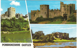 PEMBROKESHIRE CASTLES, WALES. USED POSTCARD Ah3 - Pembrokeshire