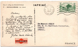 Port Vila 1954  - Carte Laboratoire Plasmarine Ionyl - Tabous Des Nouvelles Hébrides - Covers & Documents