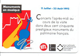 Carte Des Monuments Historique En Musique 1992  (salon 103) - Sonstige & Ohne Zuordnung