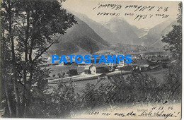 167357 SWITZERLAND LINTHAL VIEW PARTIAL & STATION TRAIN POSTAL POSTCARD - Linthal