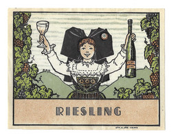 Etiquette De Riesling Illustrée Par Hansi, Inédite (GF1832) - Riesling