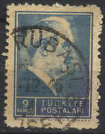 Turquie, 1942, Président İsmet İnönü, 9 K, Oblitéré - Gebraucht
