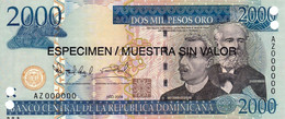 Dominican Republic 2000 Pesos 2006 SPECIMEN UNC P-181s1 "free Shipping Via Registered Air Mail" - Dominicana