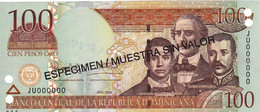 Dominican Republic 100 Pesos 2004 SPECIMEN UNC P-171s4 "free Shipping Via Registered Air Mail" - Dominicana