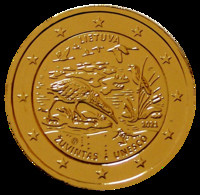 LITUANIE 2021 - RESERVE DE BIOSPHERE DE ZUVINTAS - 2 Euros Commemorative Plaquée Or - Lituania