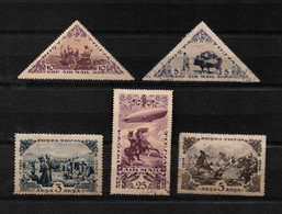 TOUVA - 5 VIGNETTES - 1921-1936 - DONT 1 NON OBLITEREE ET 3 AIR MAIL - Tuva