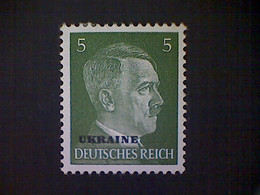 Russia, Scott #N44, Mint (*), 1941, Hitler Overprint Ukraine, 5pf, Deep Yellow Green - 1941-43 Bezetting: Duitsland