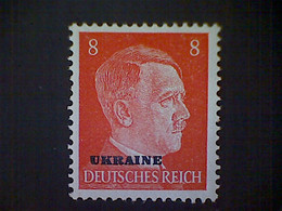 Russia, Scott #N46, Mint (*), 1941, Hitler Overprint Ukraine, 8pf, Red - 1941-43 Occupation Allemande
