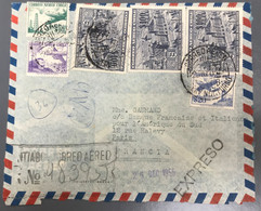 CHILI Divers Sur Enveloppe 1941 Pour Paris 1956 Par EXPRESS (Expresso) - (A1378) - Chile