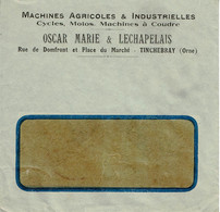 Enveloppe Entreprise Oscar MARIE & LECHAPELAIS Fabricants De Machines Agricoles Et Industrielles (Cycles, Motos…) - Agriculture