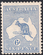 1913 AUSTRALIA KANGAROO 6d ULTRAMARINE (SG#9) MH VF - Mint Stamps