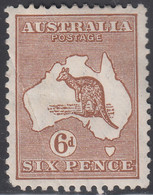 1929 AUSTRALIA KANGAROO 6d CHESTNUT / SMALL MULTIPLE WMK (SG#107) MH FINE - Nuevos