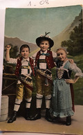 CPA écrite En 1908 Suisse - Appenzellertrachten - 3  Enfants - Folklore - Costumes, Oblitération Stachelberg Bad -Glaris - Otros & Sin Clasificación