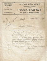 1933 - Lettre à Entête De La SCIERIE MECANIQUE Alternative Et Circulaire De Mr FORET à Avrilly (Orne) - Autres & Non Classés