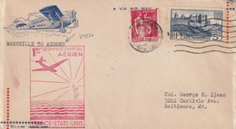 FRANCE Lettre 1939 MARSEILLE GARE Pour BALTIMORE (USA) 1er Service Postal Aérien - 1932-39 Peace