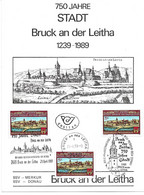 1899n: Heimatsammler Bruck An Der Leitha, Gedenkblatt, Kuvert & Maximumkarten, Triple- FDCs1989 - Bruck An Der Leitha