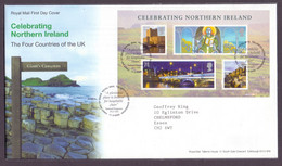 2008, Great Britain, Heritage Of Northern Ireland, MS With 4 Stamps On A FDC With A Text Cancellation - 2001-2010 Dezimalausgaben