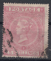 Great Britain, Surface Printing 1867 Five Shillings, Plate 2 Wmk Maltese Cross, Used - Oblitérés