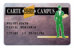 Carte MNEF Campus  Assurance (D 742) - Other & Unclassified