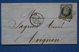 #6 FRANCE BELLE LETTRE 1853  LYON POUR AVIGNON  + N 10 BLEU NOIR   + AFFRANCHISSEMENT . INTERESSANT - 1852 Luigi-Napoleone