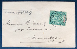 France Colonies Françaises Petite Lettre Locale 1897 De Mayotte Pour Mamoutzou Groupe N°4 5c Vert Obl Dzaoudzi RR & SUP - Lettres & Documents