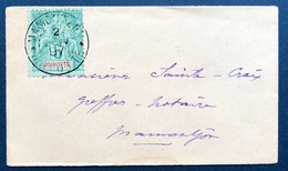 France Colonies Françaises Petite Lettre Locale 1897 Type Groupe N°4 5c Vert Obl Mamoutzou/Mayotte RR & SUP - Covers & Documents