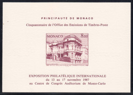 Monaco 1987 Special Item On Thick Cardboard Paper, Philatelic Exposition - Neufs