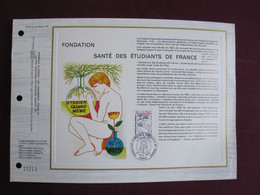 Feuillet CEF " Fondation Santé Des Etudiants De France "  Timbre" 1er Jour "    21.juin.1975  PARIS - Afgestempeld