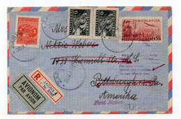 1949. YUGOSLAVIA,CROATIA,REGISTERED AIRMAIL COVER,ZAGREB TO US AND RETURN - Posta Aerea