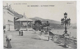 MONTE CARLO - N° 132 - LES TERRASSES ET KIOSQUE AVEC PERSONNAGES - CPA NON VOYAGEE - Terrassen