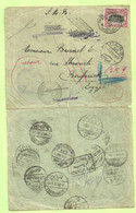 BZ49 Op Brief Stempel PMB 4 10/3/21 Naar EGYPTE , Zwerfbrief,stempel RETURN TO SENDER + POSTES REBUTS 23/5(Rare (B2839 - OC38/54 Belgische Besetzung In Deutschland