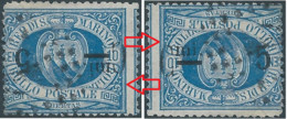 Republic Of San Marino 1892 Coat Of Arms 5/10C (OVERPRINT INVERTED) Watermark CROWN Vertical,Oblitéré - Used Stamps