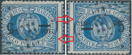 Republic Of San Marino 1892 Coat Of Arms 5/10C (OVERPRINT INVERTED) Watermark CROWN Vertical,Oblitéré - Usados