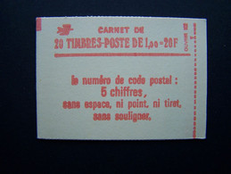 1973-C1a CONF. 8 CARNET  FERME 20 TIMBRES SABINE DE GANDON 1,00 VERT CODE POSTAL (BOITE C) - Modern : 1959-…